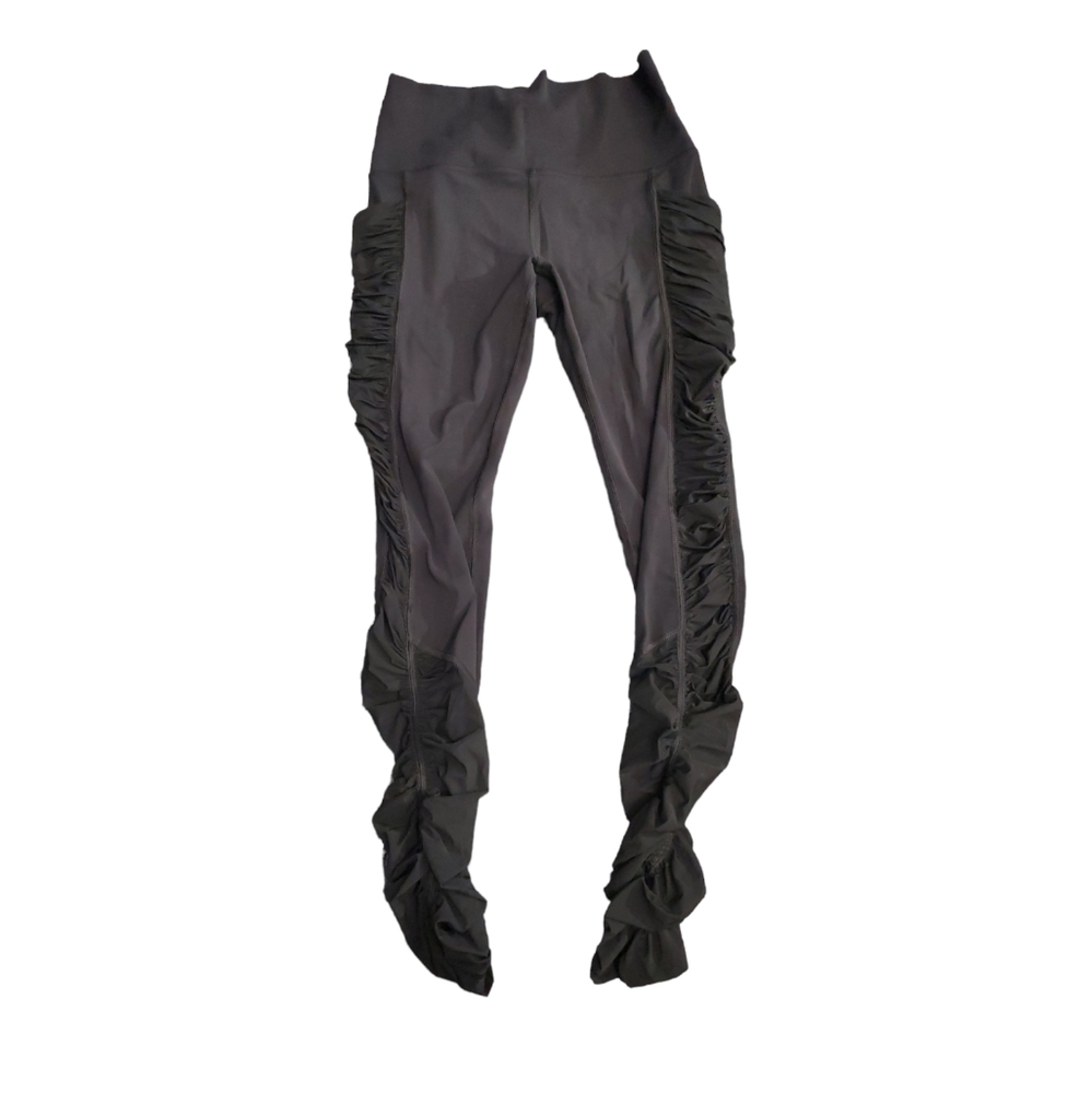 Athleta Rouged Black Mesh Leggings With Pockets